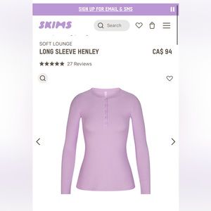 BNWT Skims Soft Lounge Henley Vday Collection